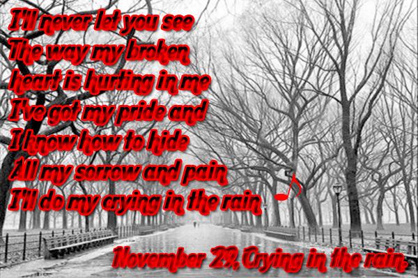 Fanfic / Fanfiction November 29, Crying in the rain.