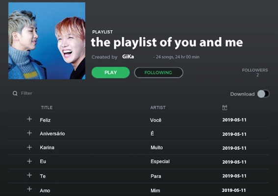 Fanfic / Fanfiction The playlist of you and me