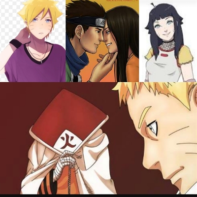 Boruto vendo a Hinata ficar vermelha pelo Naruto e ele não