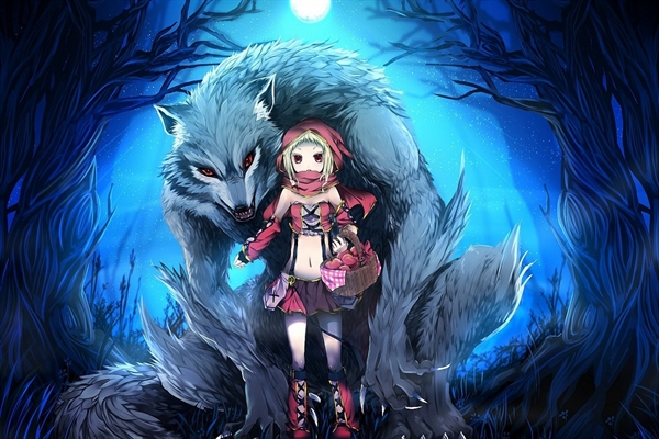 Fundo Lobo De Anime Escuro Sentado Em Uma Floresta Em Uma Capa De