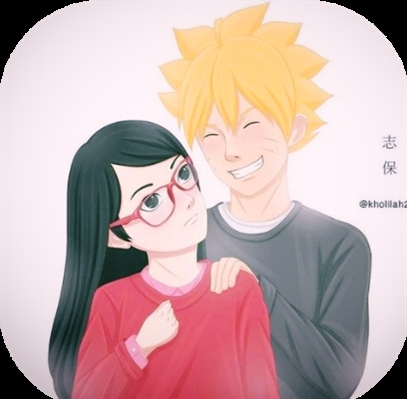 Uma fan arte do filho do boruto com a sarada