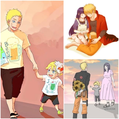 Naruto e Hinata - filhos Boruto e Himawari