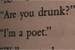 Fanfic / Fanfiction "Are you drunk? I'm a poet"